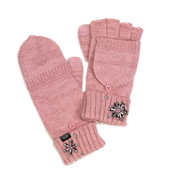 SOLD VS BLUSH PINK WARMER HEADBAND MITTENS GLOVES - Picture 4 of 4